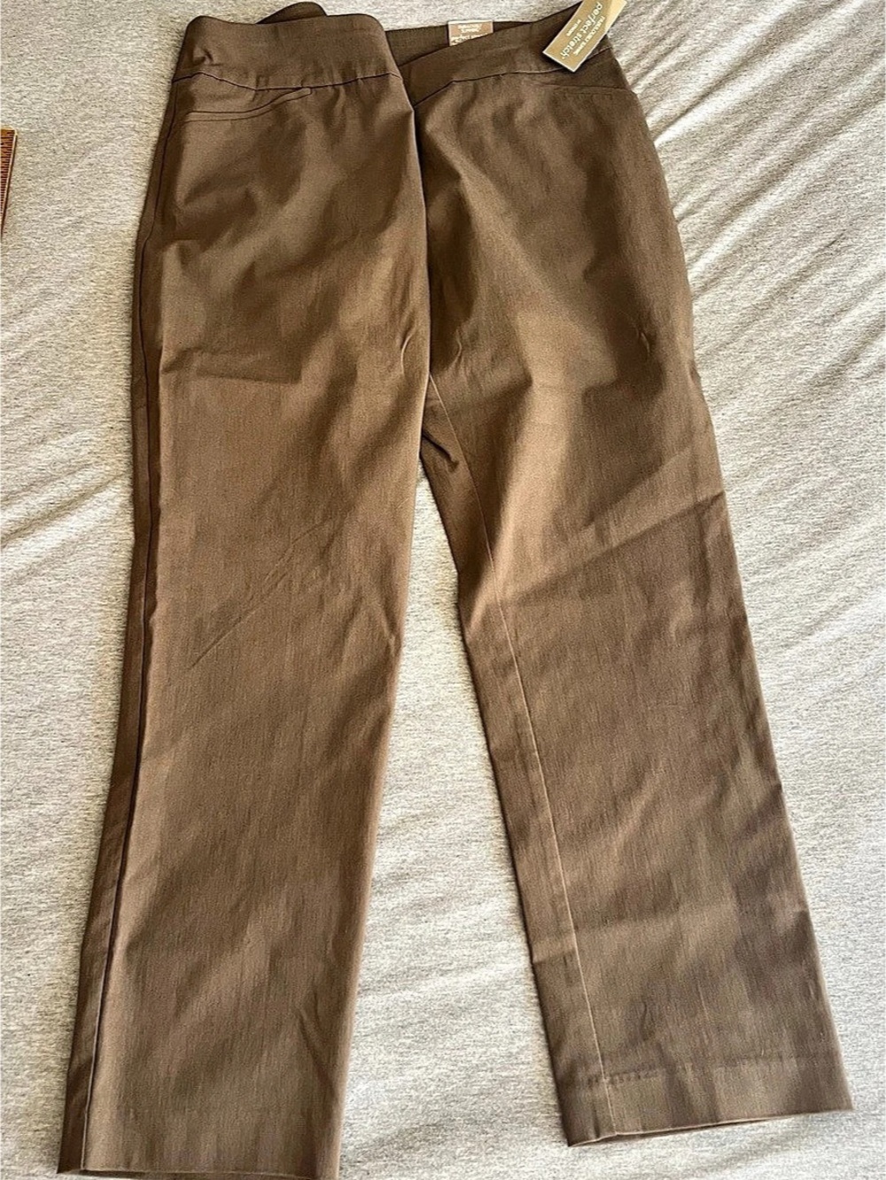 Chicos Fabulously Slimming Perfect Stretch Pants 3 Short NWT Taupe Brown 16S
